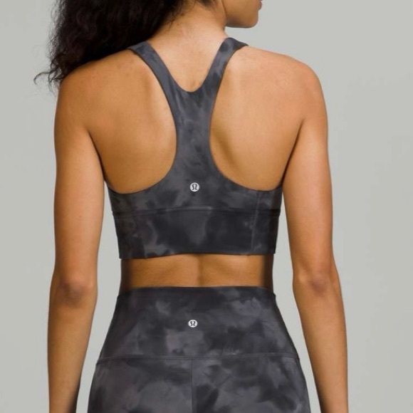 LULULEMON Diamond Dye Pitch Grey Graphite Grey Wunder Train Longline Bra Size 8 - Picture 11 of 12